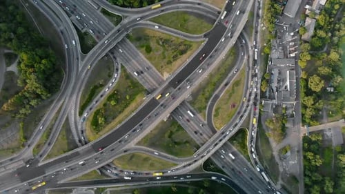 Top View of a Twolevel Road Junction