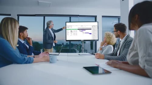 Team Meeting in Modern Bright Office