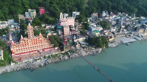 City of Rishikesh state of Uttarakhand in India seen from the sky