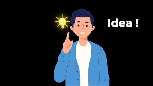 Animated Man Gets Idea with Lightbulb Animation