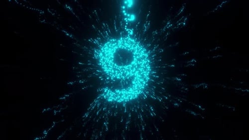 9 Number With Futuristic Particles 4k