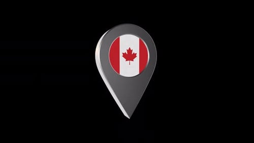 3D Animated Canada Flag Location Pin Icon