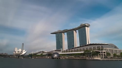 Singapore city skyline with view of Marina Bay.