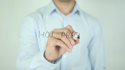 Writing the Words Hot Price on Glass