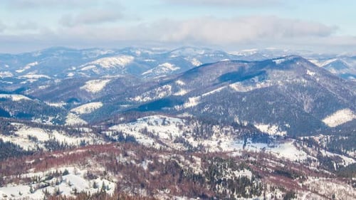 Snowy Mountain Range Aerial Winter Landscape