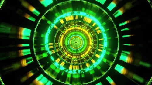 Green Cosmo Space Tunnel Vj Loop Background With Rings 4K