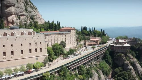 Drone Shot of Santa Maria De Montserrat Abbey
