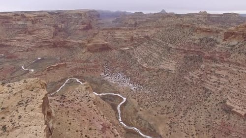 View of the San Rafael River frozen in the Little Grand Canyon