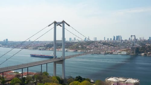 Quarantäne-Luftaufnahme der Istanbuler Bosporus-Brücke