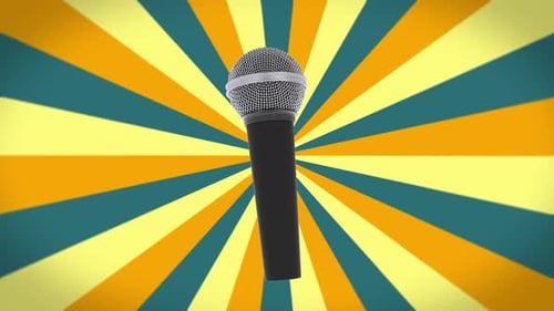 Karaoke Microphone on the Retro Vintage Background