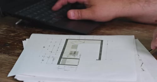 Ingenieure, Architekten, Arbeiten, Planen, Messen, Grundrisse von Gebäuden, Baupläne von Küchenplänen
