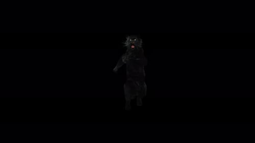 3D Animated Black Panther Roaring in Darkness
