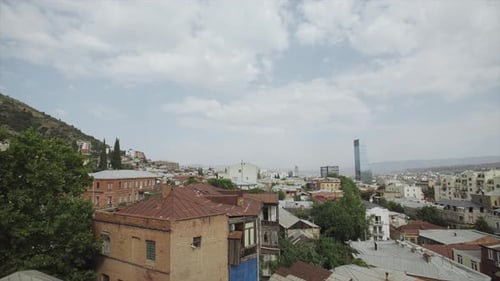 Old Part Tbilisi City, Georgia Tile Roofs, Old and Modern Constructions, Buildings and Skyscrapers