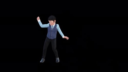 3D Cartoon Boy Performing Dynamic Dance Moves Animation