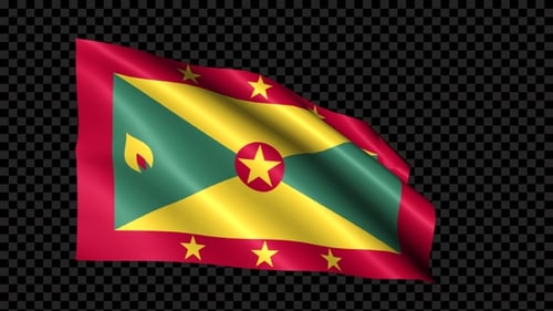 Realistic Waving Grenada Flag Loop with Alpha Channel