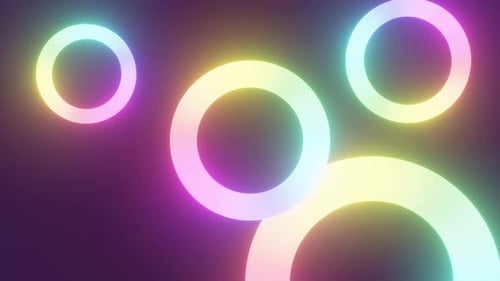 Abstract Neon Glowing Circles Loop Background