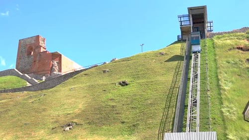 Funicular Moving Down the Hill.