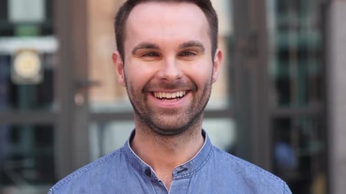Smiling Young Adult Man Close Up