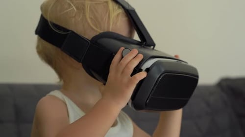 Child Wearing a Virtual Reality Headset