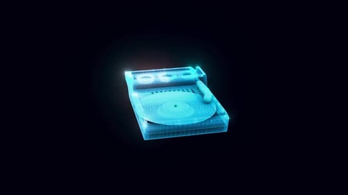 Vintage Record Player And Retro Vinyl Disc Hologram Hd