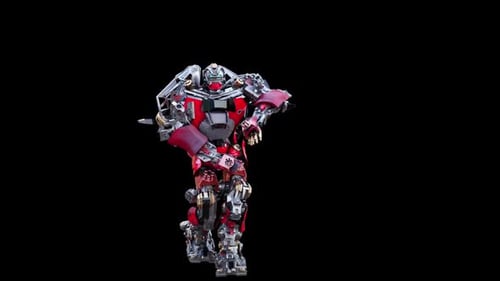 3D Sci-Fi Robot Walking Cycle Animation Alpha Channel