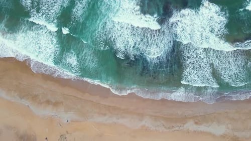 High and powerful waves coming fast to the beach, waves in winter day