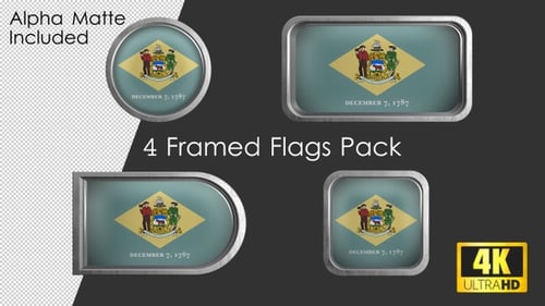 Delaware State Flag Animated in Multiple Metallic Frames