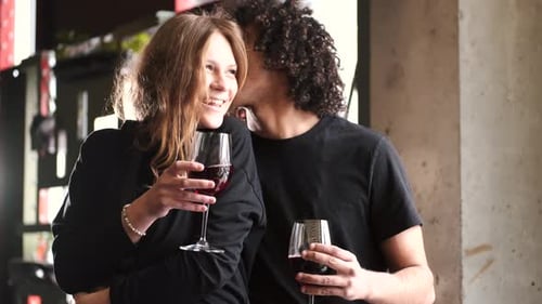 Loving Couple Enjoying Time in a Cafe Together