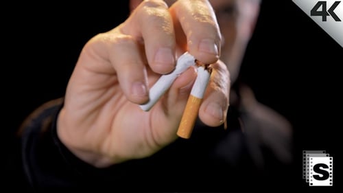 Breaking a Cigarette, Quitting Smoking Close Up