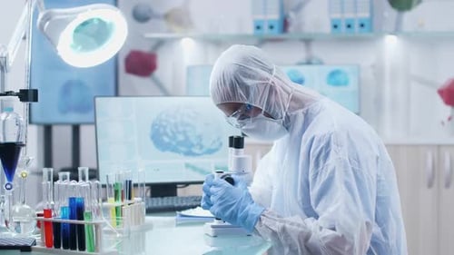 Scientist in Advanced Laboratory Studying About Brain Disease