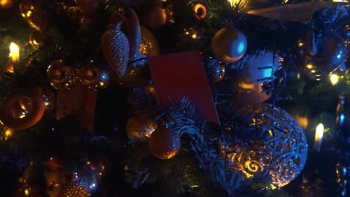 Festive Christmas Tree Ornaments and Lights