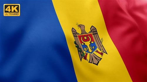 Realistic Waving Flag of Moldova with Seamless Loop