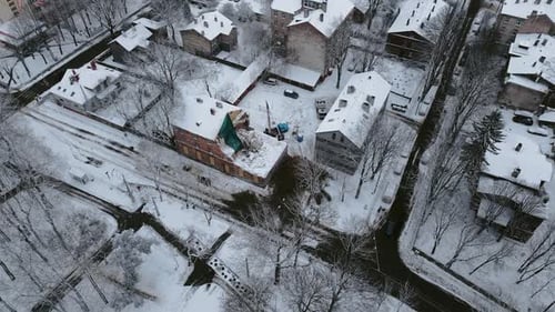 Damaged Old Appartment Building is Demolished By Crane Operation Team