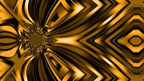 Abstract Golden Flowing Kaleidoscope Pattern Background