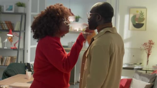 Couple Arguing During Intense Discussion Indoors