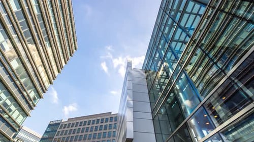 Timelapse of modern office building in Shanghai china