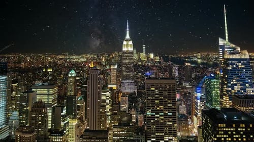 NYC Skyline Night Time Lapse. A Beautiful Timelapse of Nightfall in the Heart of Manhattan