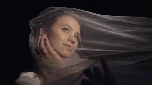 Glamorous Woman Posing with Wedding Veil