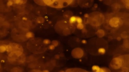 Golden Abstract Particles with Bokeh and Light Leaks