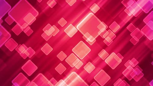 Abstract Red and Pink Glowing Squares Motion Background