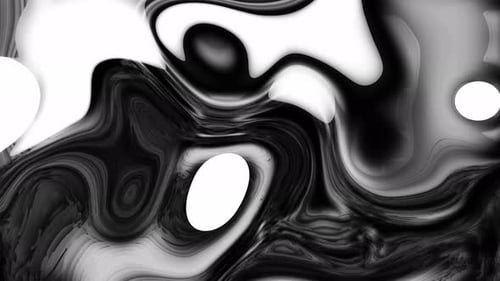 Abstract Fluid Ink Reveal Transition in Black and White