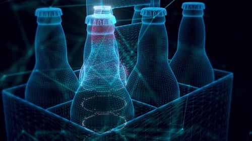 Bouteilles de bière Hologram Close Up 4k
