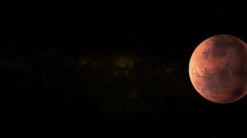 Realistic Rotating Mars Planet in Dark Space