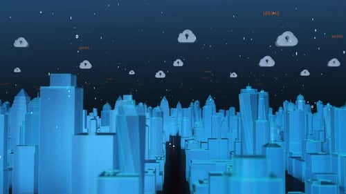 Smart city and cloud computing network concept.