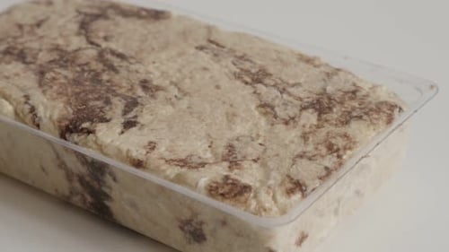 Sweet Middle Eastern halva close-up 4K footage