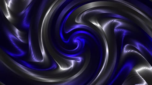 Dynamic Abstract Blue and Silver Metallic Swirl Animation