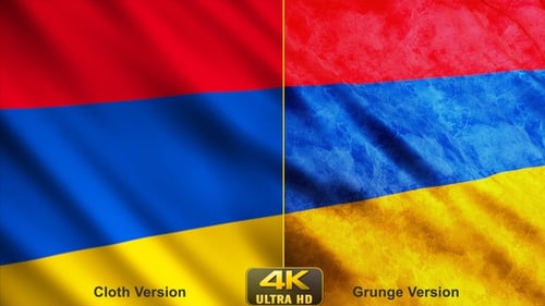 Armenian National Flag Realistic Fabric Waving Loop