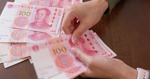 Woman counting RMB banknote, Stock Footage ft. background & business ...