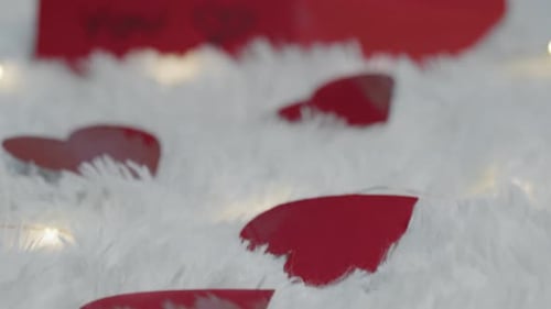 Red I Love You Card on Fluffy White Surface