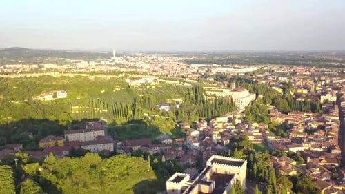 Panorama of Verona Historical City Centre Bridges Across Adige River